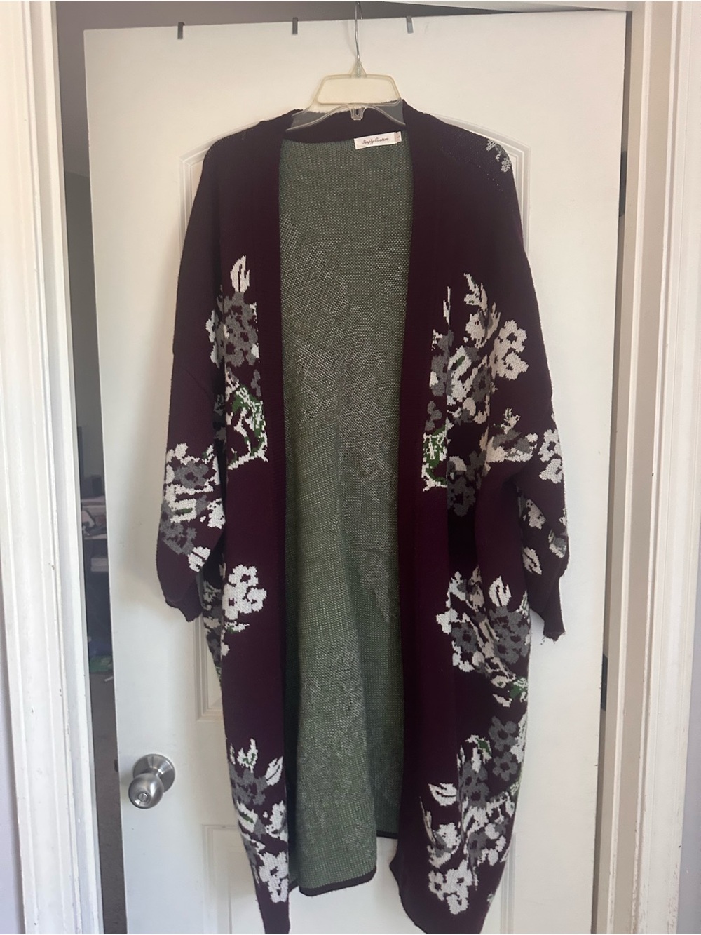 Women's long floral print open front cardigan (S10)